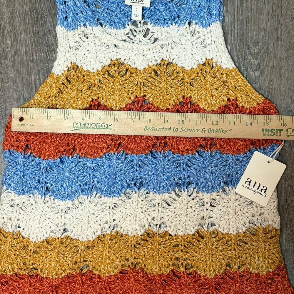 NWT a.n.a. Crochet Tank Top Striped Size S Women's Summer Boho Festival - Picture 6 of 9